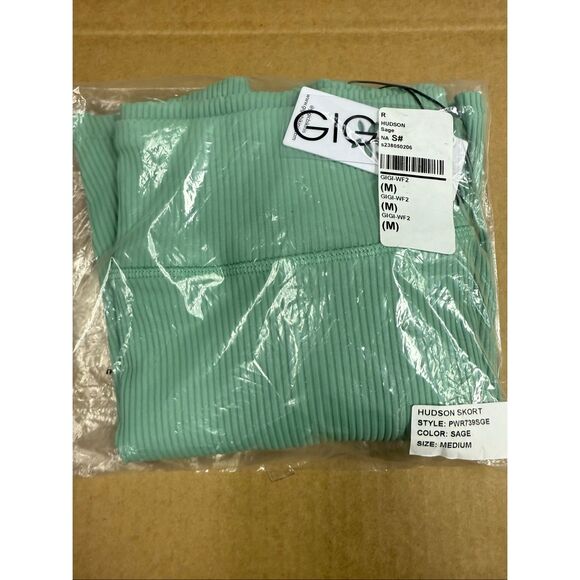 New Gigi C Hudson Rib Knit Tied Waist Skirt Skort M Sage - Picture 2 of 6